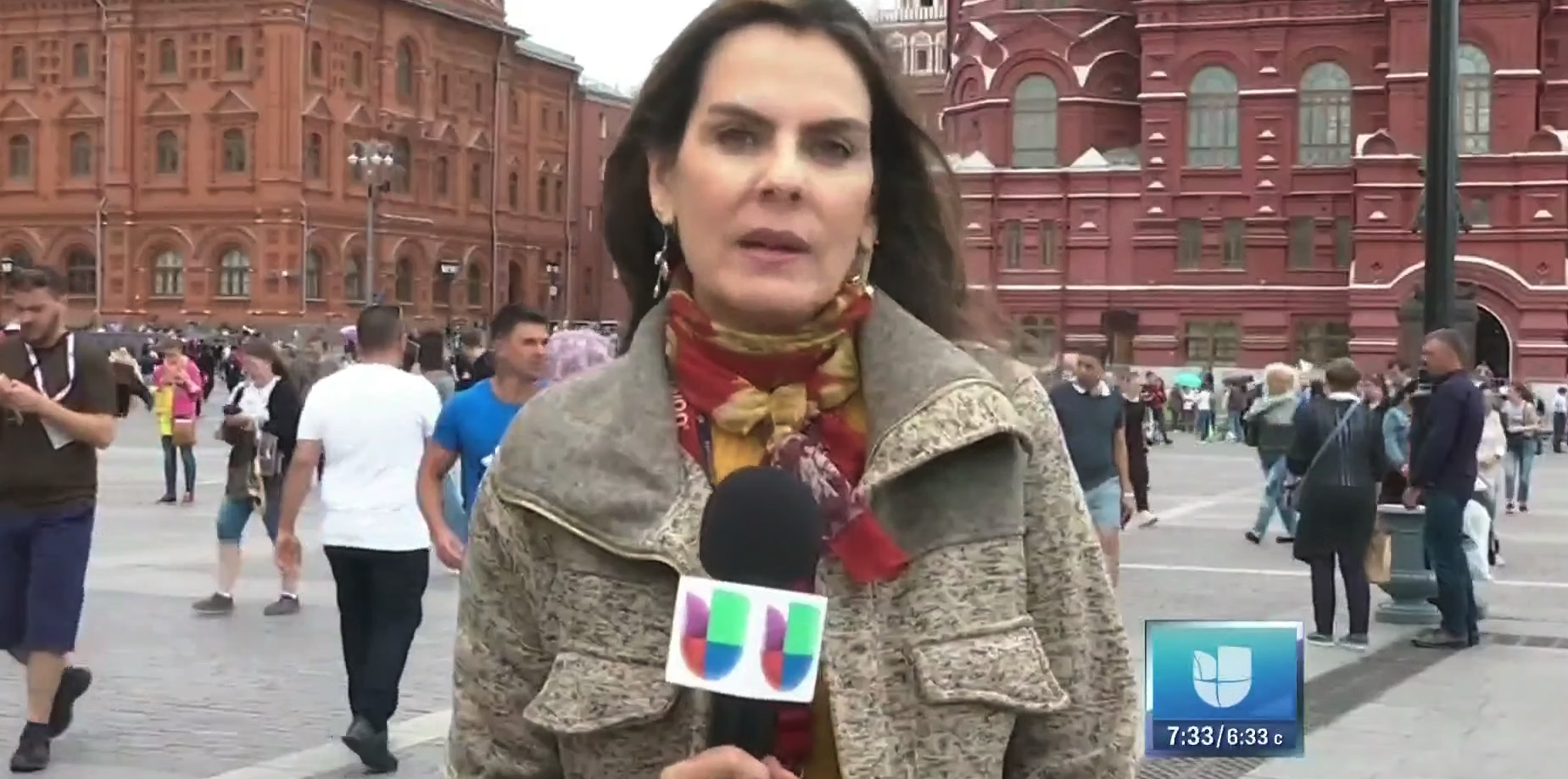 Ahtziri Cárdenas, una de las periodistas acosadas en Rusia 2018. Reporte para Noticias Univisión.